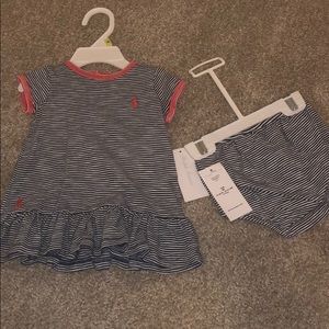 NWT Ralph Lauren striped dress and bottoms 3m girl